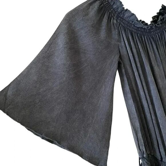 Chaser Black Short Romper Drawstring Elastic Waist Boho Minimalist Dress M - Picture 5 of 10